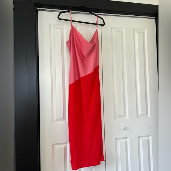 Meshki Pink and Red Asymmetrical Dress - Picture 1 of 3